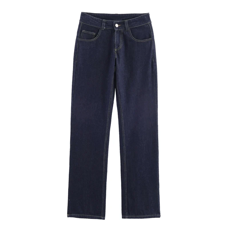 Damen 20+ hochtaillierte geradegeschnittene Jeans mit Clean-Denim und Kontrastnähten Drune