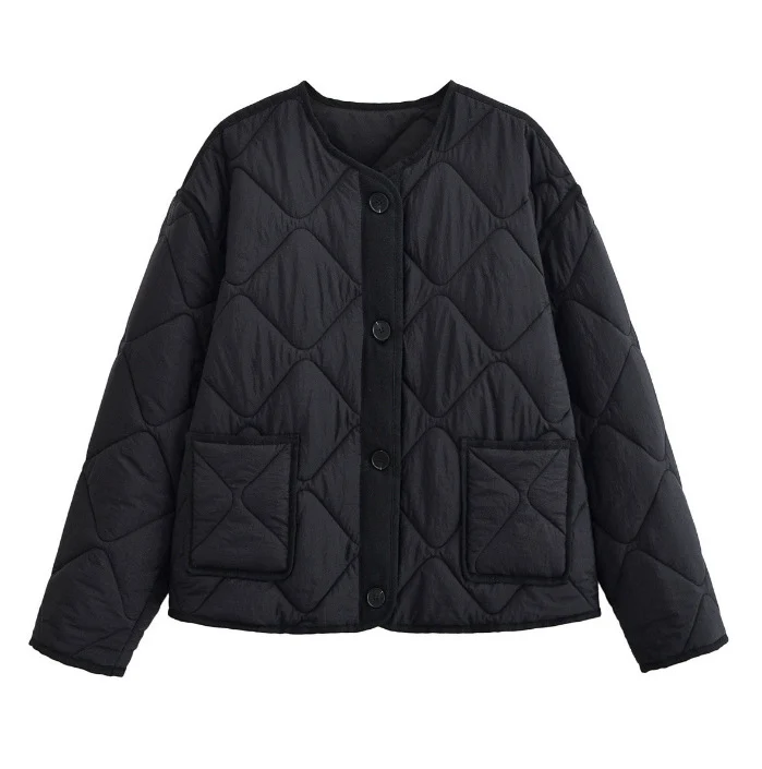 Damen 20+ gesteppte Overshirt-Jacke mit Rundhals, durchgehender Knopfleiste und aufgesetzten Taschen Drune