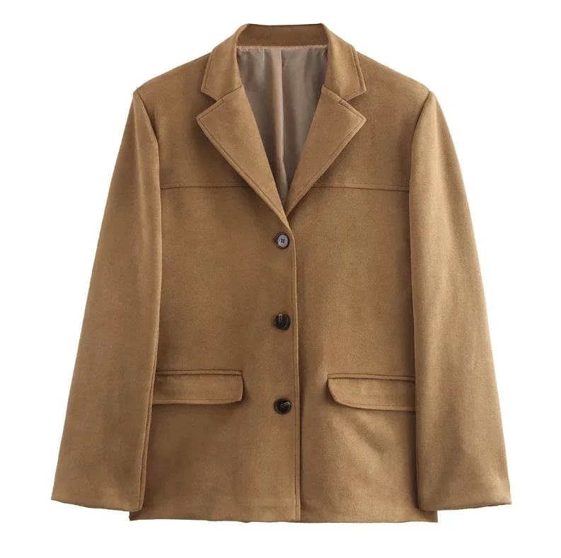 Damen 1700+ taillierter Wollmix‑Kurzblazer mit Reverskragen, durchgehender Knopfleiste und Pattentaschen Drune