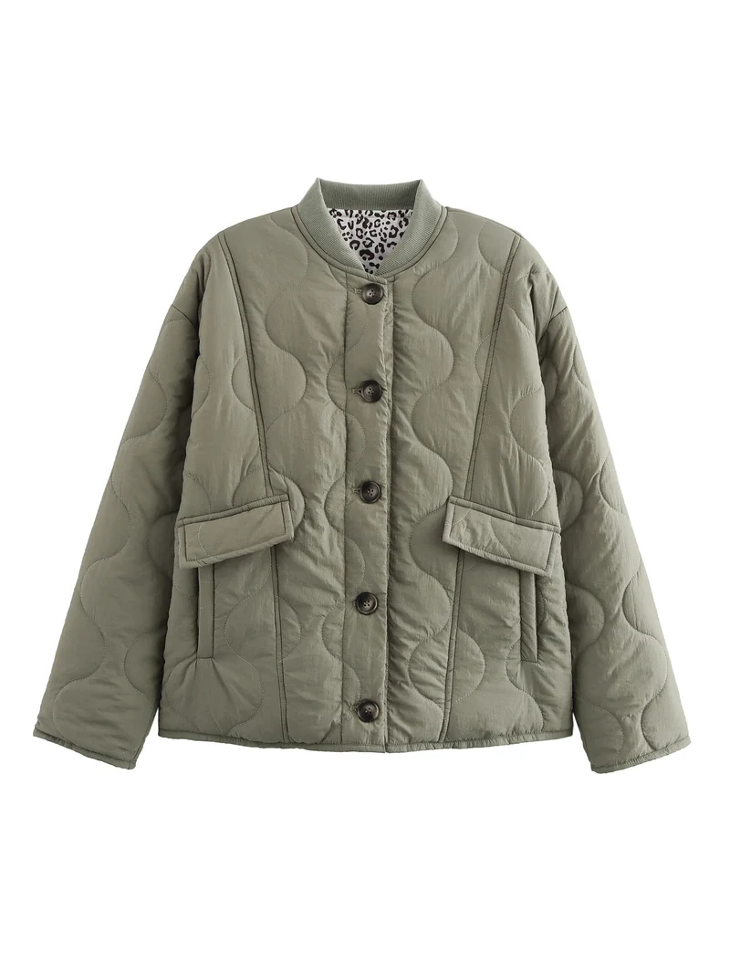 Damen 1700+ gestepptes Cropped‑Blousonjacke im Boxy‑Cut mit Rundhals, Knopfleiste und Pattentaschen Drune