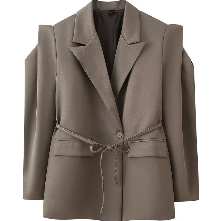 Damen 1100+ taillierter Blazer mit Tunnelzug, schmaler Kordel und Pattentaschen Drune