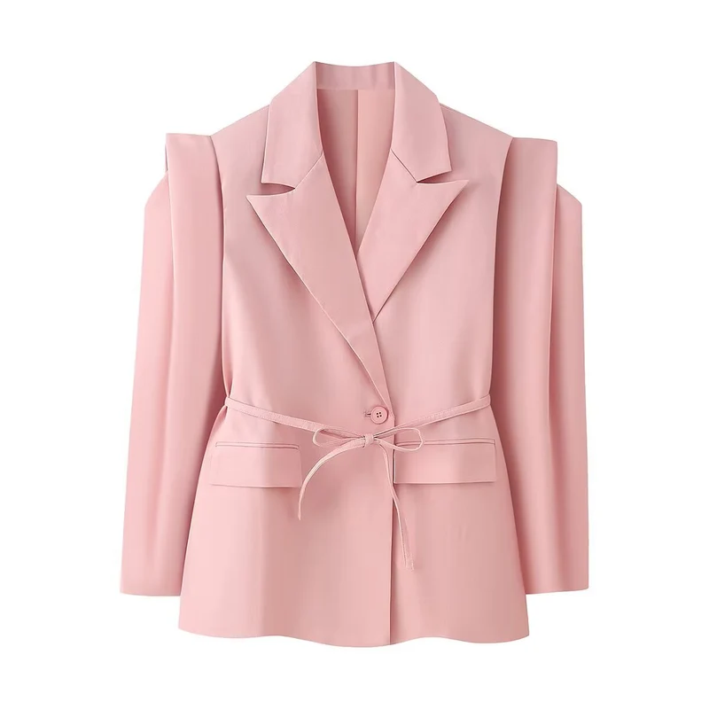 Damen 1100+ taillierter Blazer mit Tunnelzug, schmaler Kordel und Pattentaschen Drune