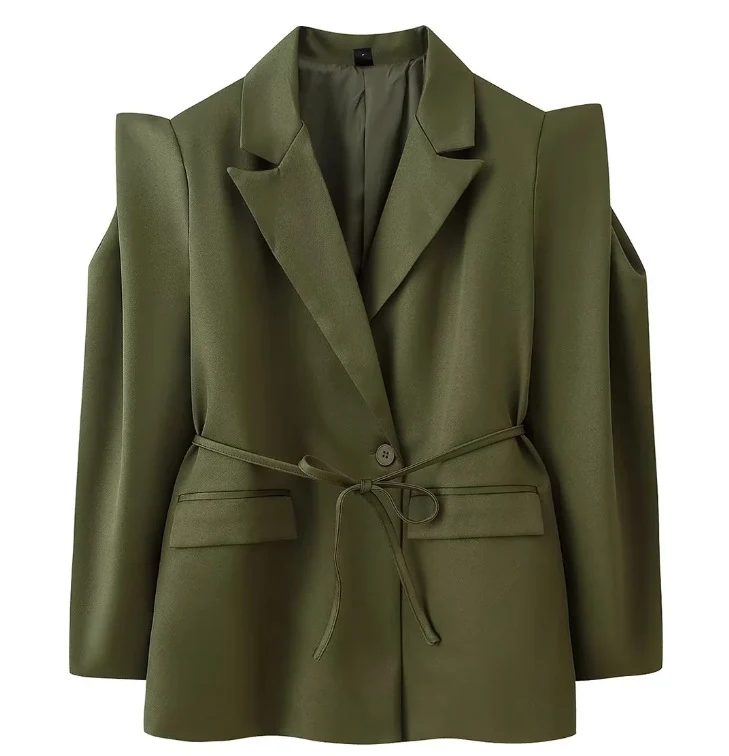 Damen 1100+ taillierter Blazer mit Tunnelzug, schmaler Kordel und Pattentaschen Drune