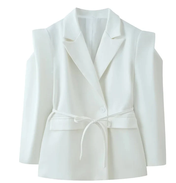 Damen 1100+ taillierter Blazer mit Tunnelzug, schmaler Kordel und Pattentaschen Drune