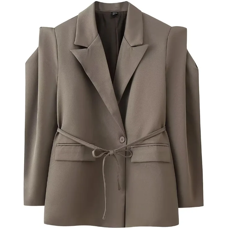 Damen 1100+ taillierter Blazer mit Tunnelzug, schmaler Kordel und Pattentaschen Drune