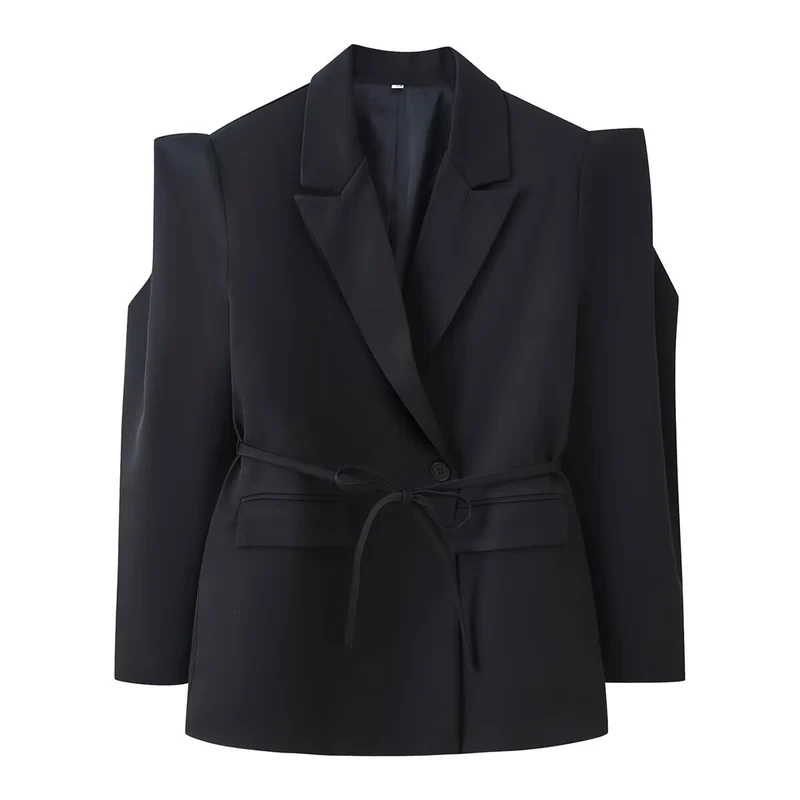 Damen 1100+ taillierter Blazer mit Tunnelzug, schmaler Kordel und Pattentaschen Drune