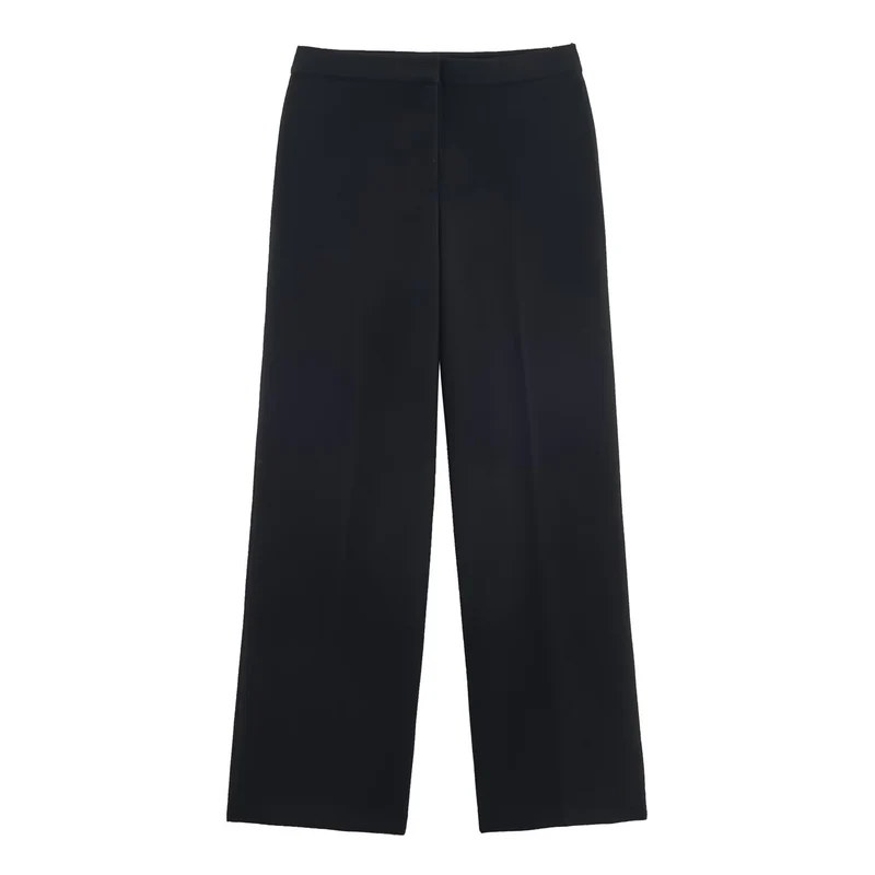 Damen 100+ weite High‑Waist Palazzo‑Hose mit cleanem Frontabschluss und Bügelfalte Drune