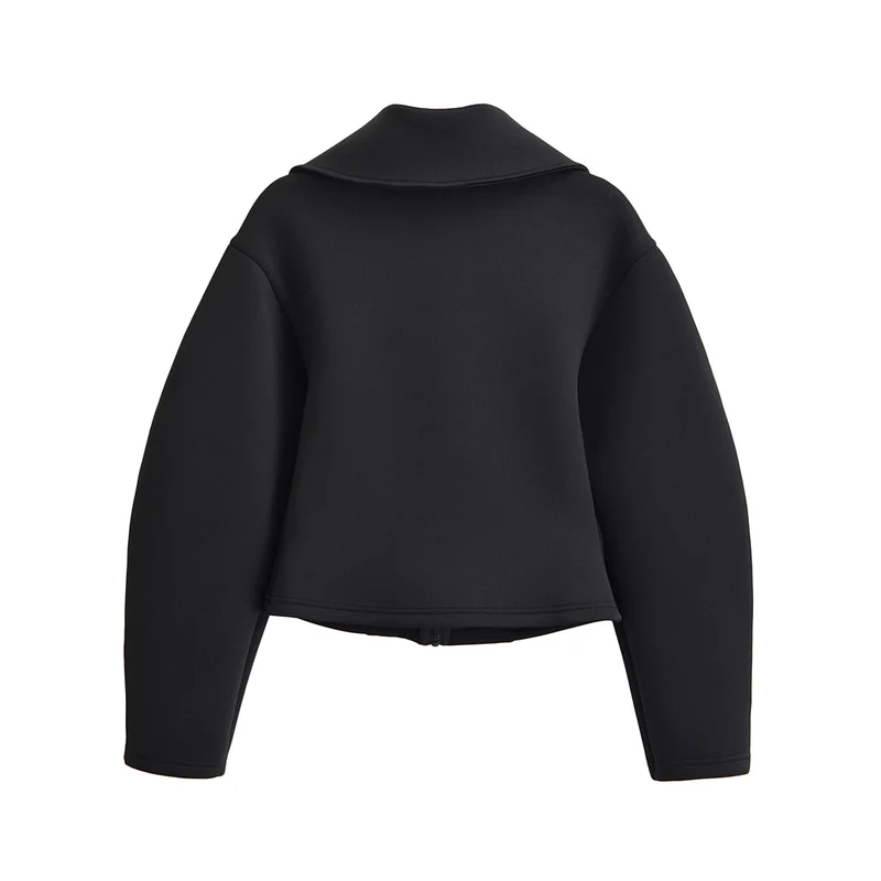 Damen 100+ taillierte Cropped Neoprenblousonjacke mit übergroßem Kragen Drune