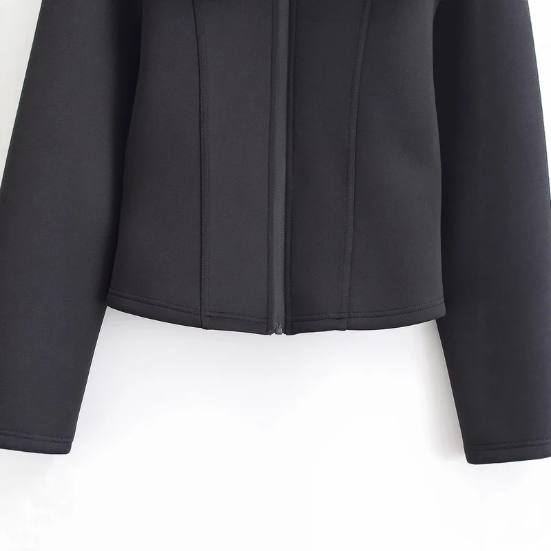 Damen 100+ taillierte Cropped Neoprenblousonjacke mit übergroßem Kragen Drune