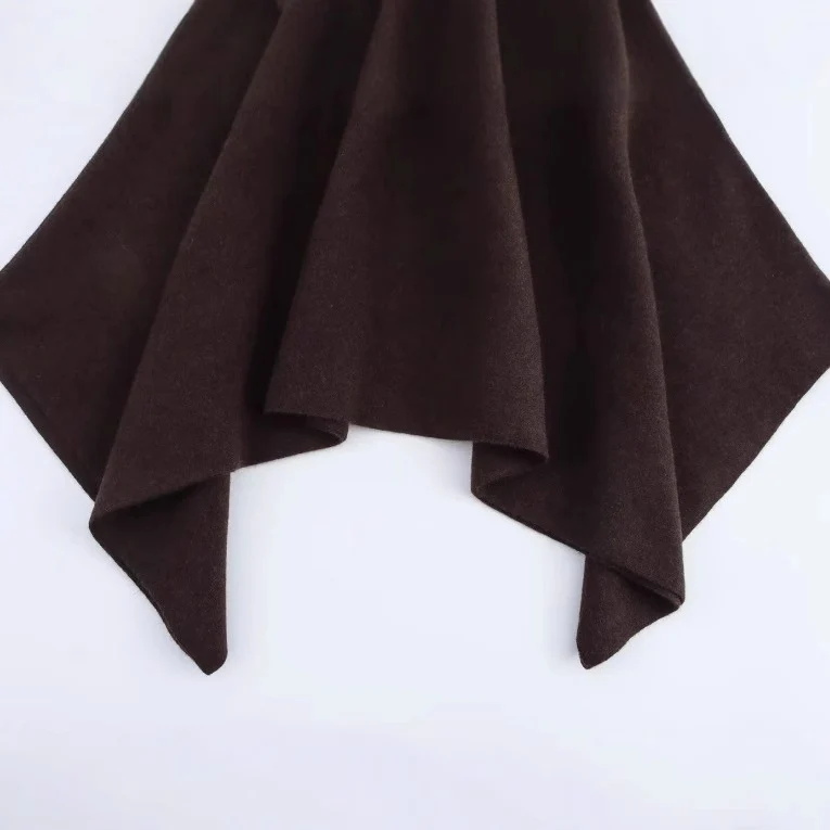 Damen 100+ feiner Oversize Poncho mit Stehkragen und asymmetrischem Saum Drune