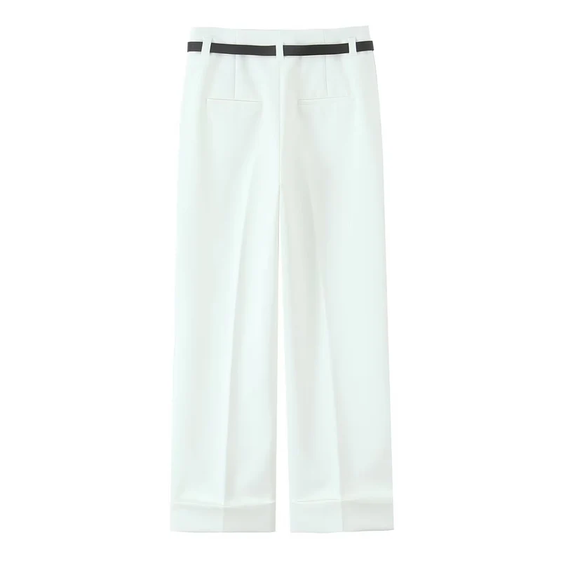 Damen 10+ weite High‑Waist Anzughose mit Bügelfalte und Umschlagsaum Drune