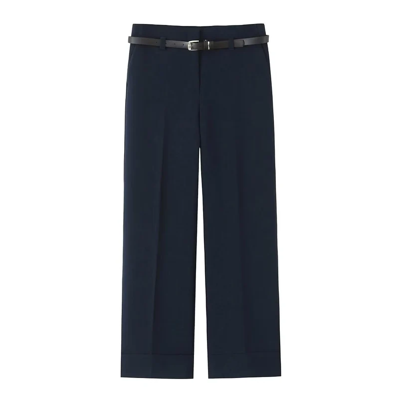 Damen 10+ weite High‑Waist Anzughose mit Bügelfalte und Umschlagsaum Drune