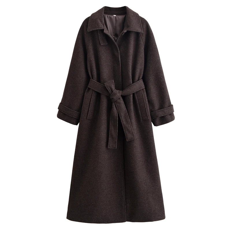 Damen 10+ taillierter Wollmix‑Mantel mit Bindegürtel Drune