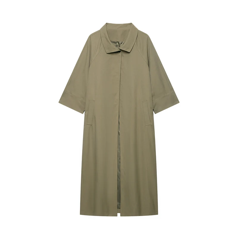 Damen 10+ leichter Oversize Cape‑Mantel mit Dreiviertelärmeln und verdeckter Knopfleiste Drune