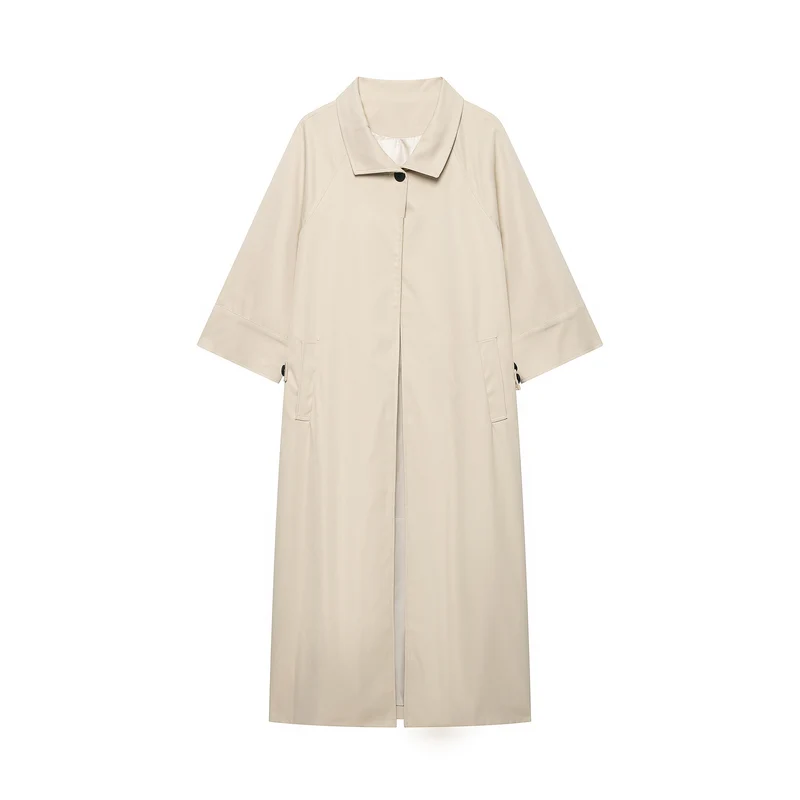 Damen 10+ leichter Oversize Cape‑Mantel mit Dreiviertelärmeln und verdeckter Knopfleiste Drune