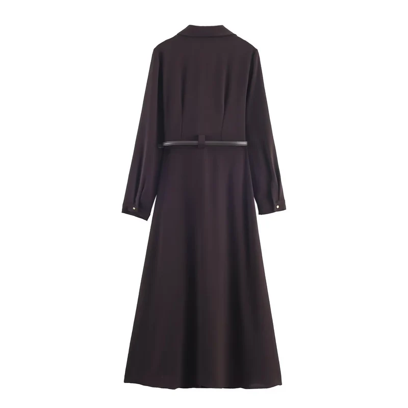 Damen 10+ langes Hemdblusenkleid mit durchgehender Knopfleiste und taillierendem Gürtel Drune