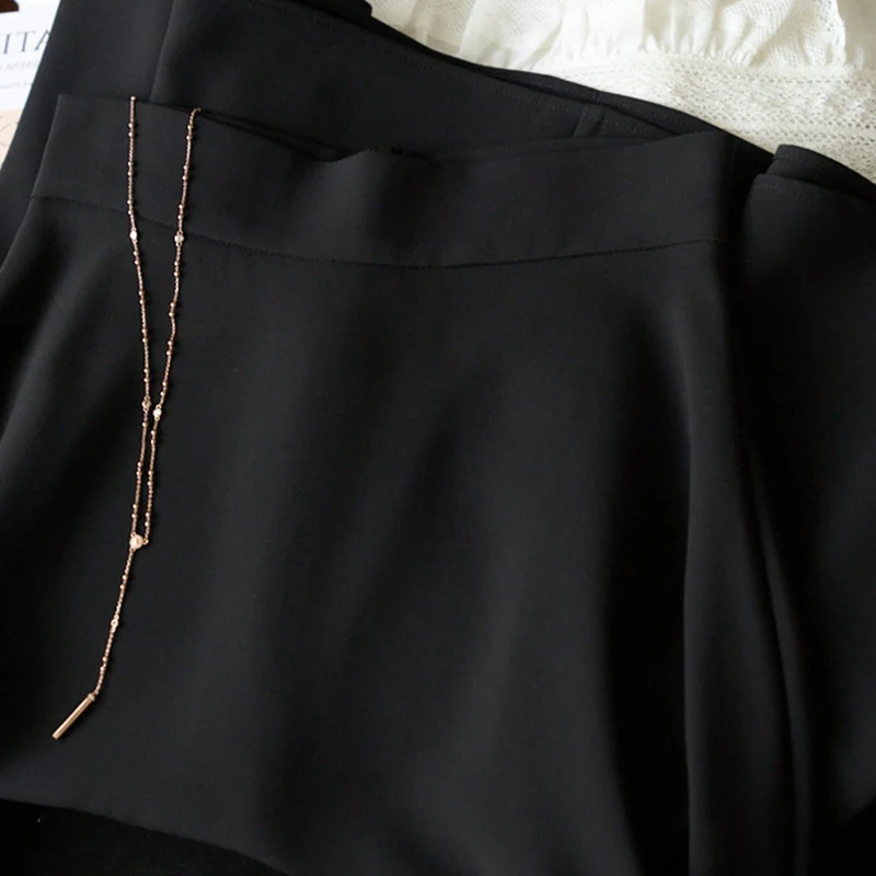Damen Eleganter Midi-Rock mit verstellbarem Taillengürtel Drune