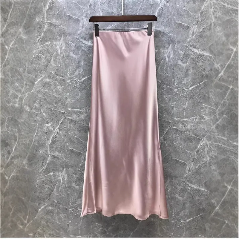 Damen Eleganter Midi-Rock aus hochwertigem Satin Drune