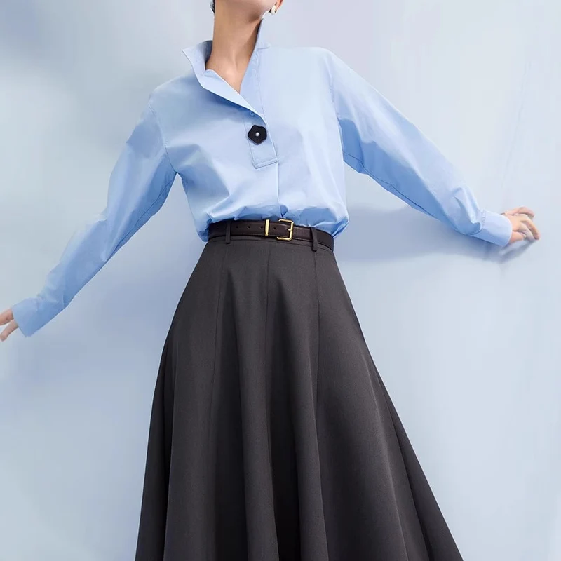 Damen Eleganter Maxirock mit Weit geschnittenem Design Drune