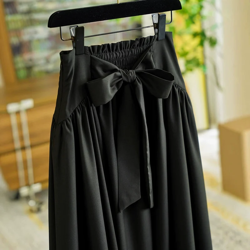 Damen Eleganter Maxirock mit Taillengürtel Drune