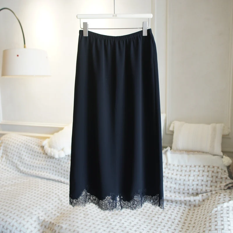 Damen Eleganter Maxirock mit dekorativer Spitzenborte Drune