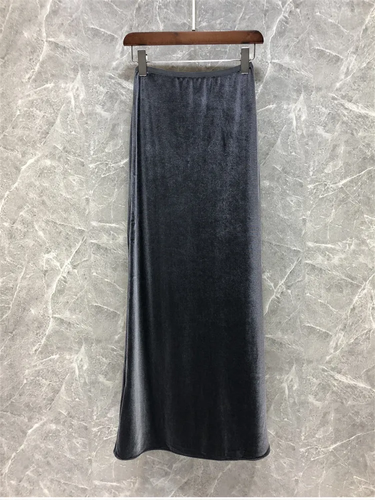 Damen Eleganter Maxirock aus schimmerndem Material Drune