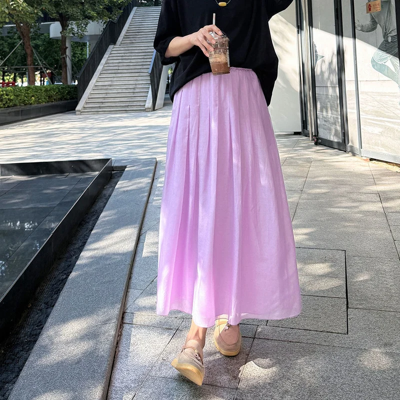 Damen Eleganter Maxirock aus luftiger Baumwolle Drune
