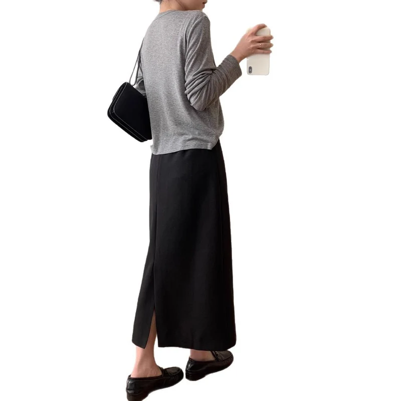 Damen Eleganter Maxi-Rock mit hohem Bund und zeitlosem Schnitt Drune
