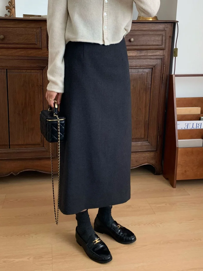 Damen Eleganter Maxi-Rock mit hohem Bund und zeitlosem Schnitt Drune