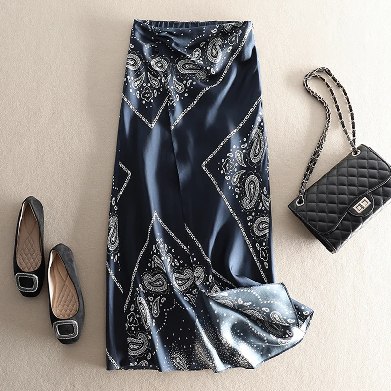Damen Eleganter langer Rock mit Paisleymuster Drune