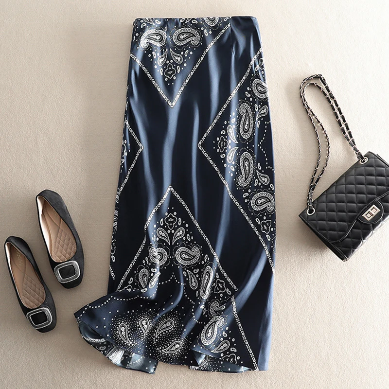 Damen Eleganter langer Rock mit Paisleymuster Drune