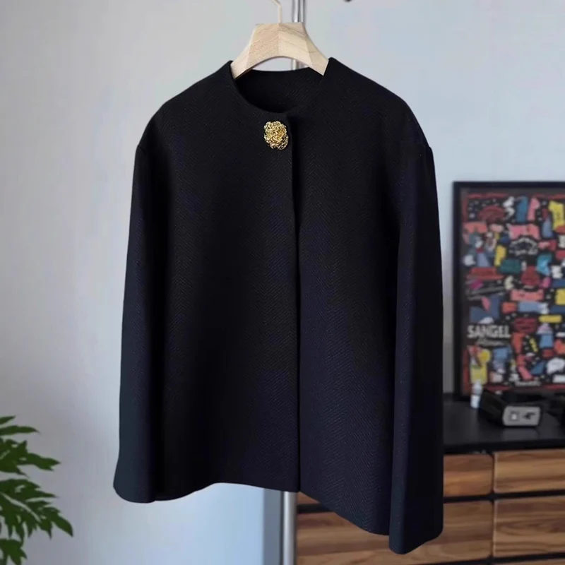Damen Eleganter Kurzblazer mit Schmuckknopf Drune