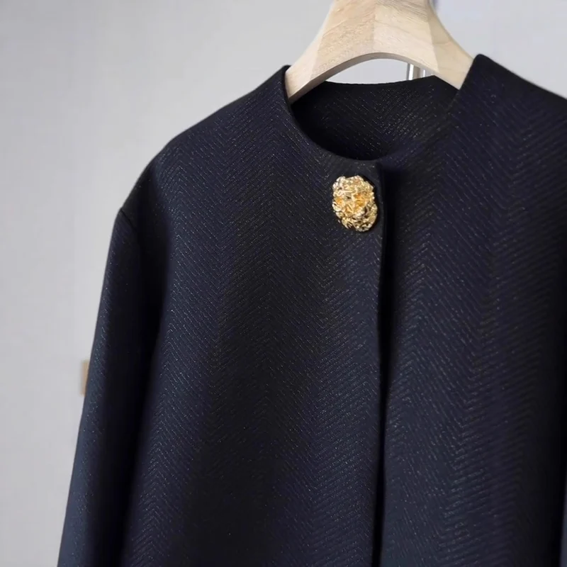 Damen Eleganter Kurzblazer mit Schmuckknopf Drune