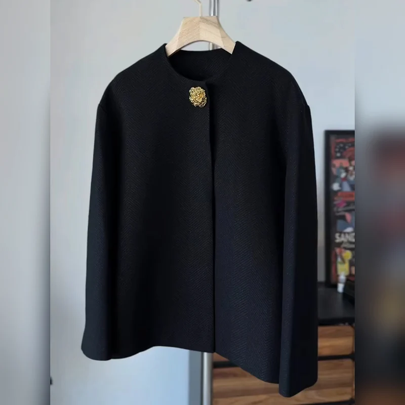 Damen Eleganter Kurzblazer mit Schmuckknopf Drune