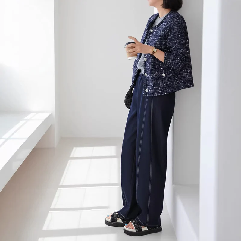 Damen Eleganter kurzarm Tweedmantel Drune