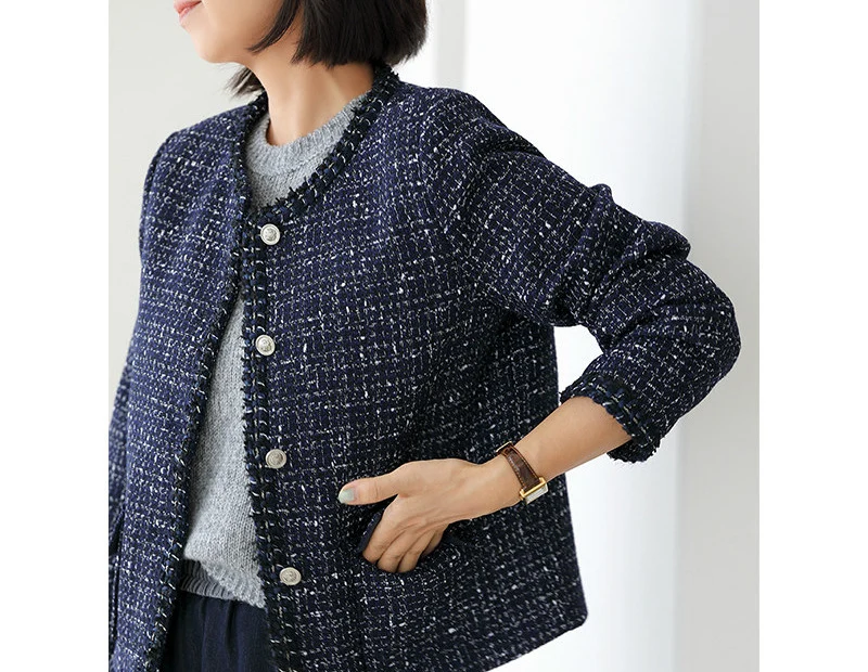 Damen Eleganter kurzarm Tweedmantel Drune