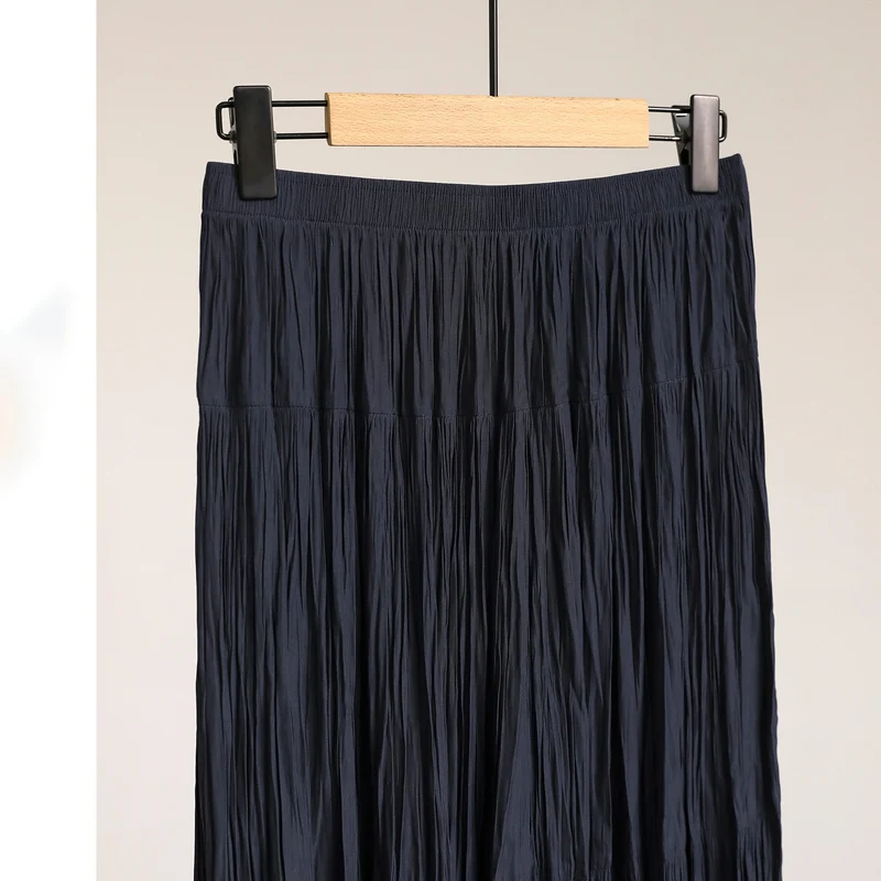 Damen Eleganter Faltenrock mit hohem Bund und fließendem Stoff Drune