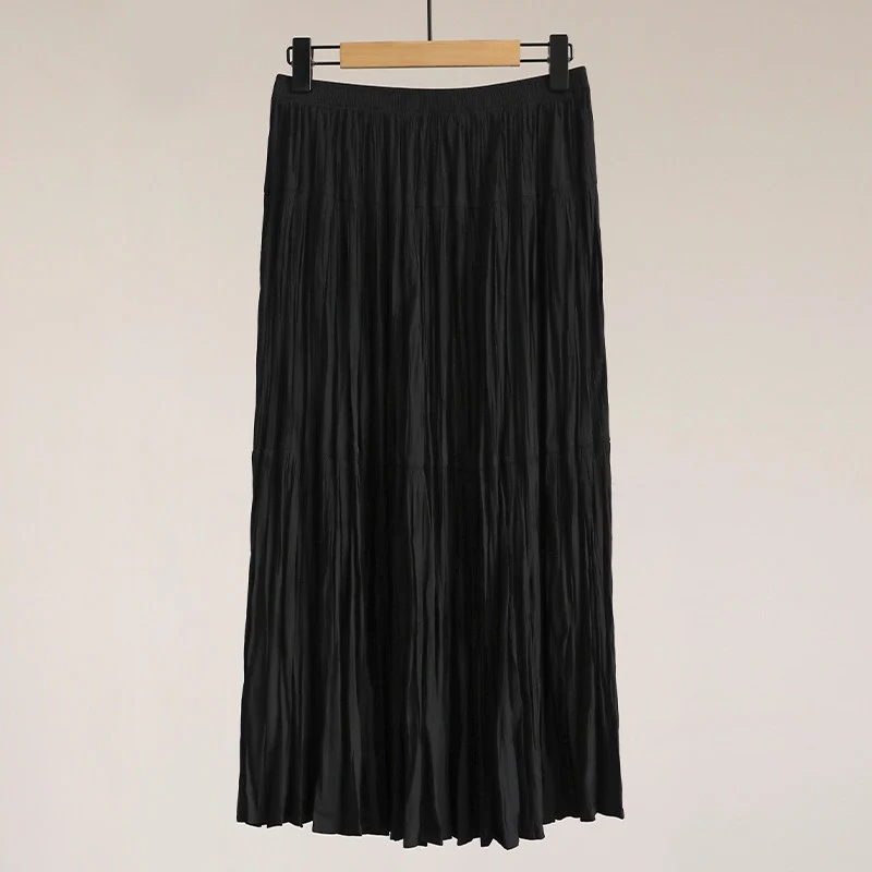 Damen Eleganter Faltenrock mit hohem Bund und fließendem Stoff Drune