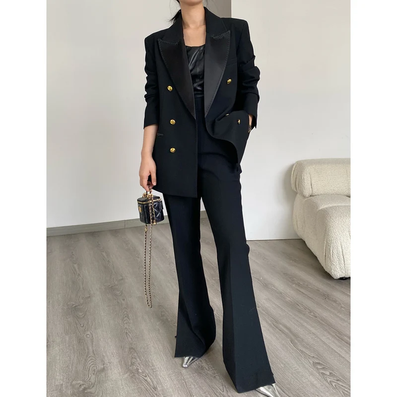 Damen Eleganter Doppeltreiher Blazer Drune