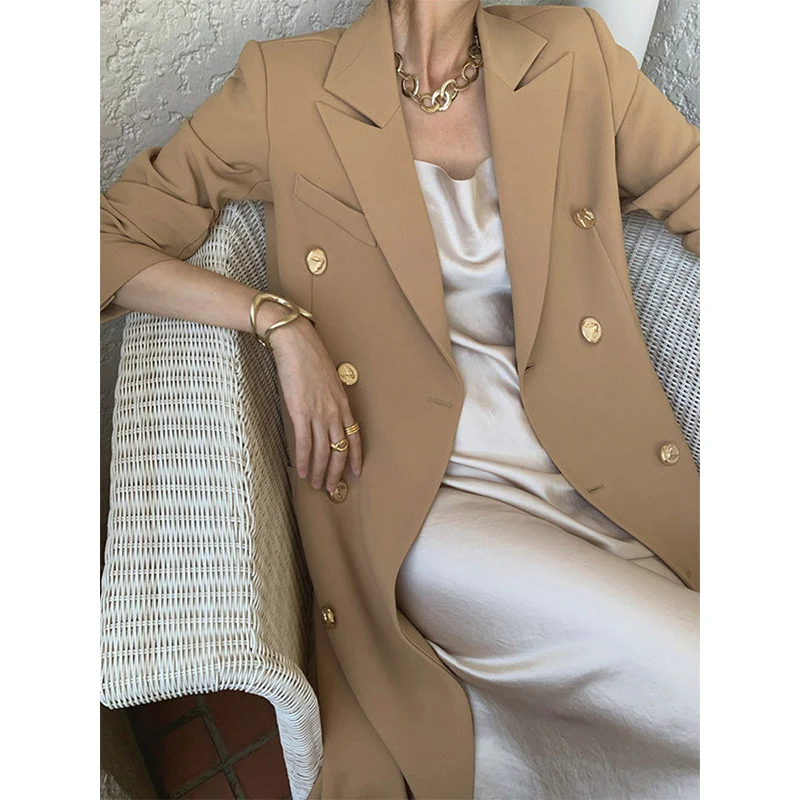 Damen Eleganter Doppeltbreasted Trenchcoat mit Taillengürtel Drune