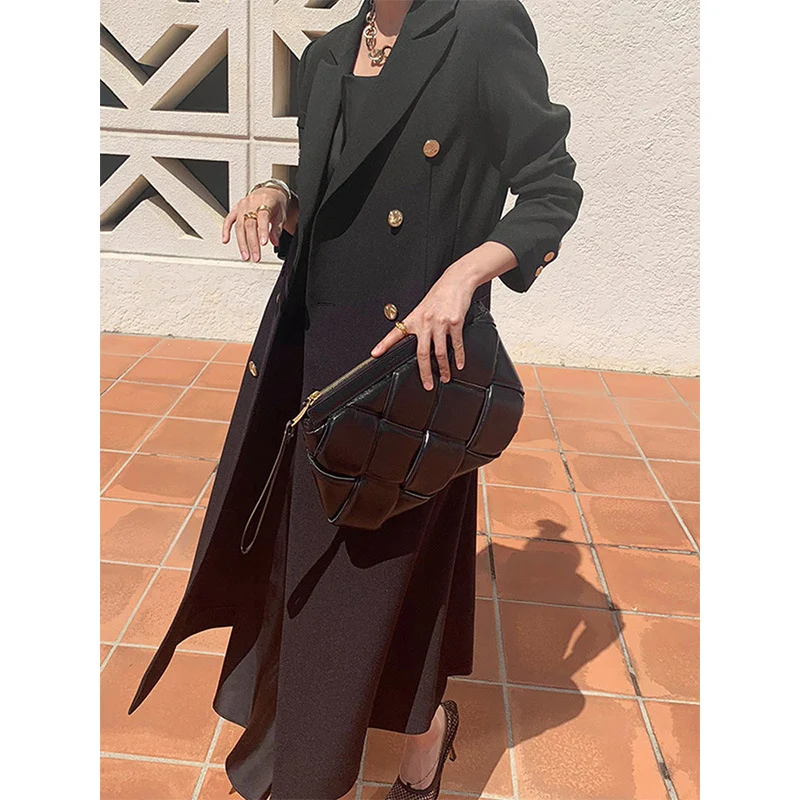 Damen Eleganter Doppeltbreasted Trenchcoat mit Taillengürtel Drune