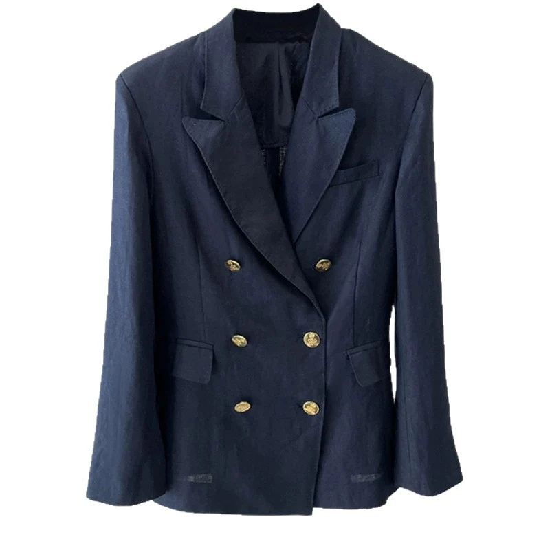 Damen Eleganter Doppelreiher Blazer mit Schmuckknöpfen Drune
