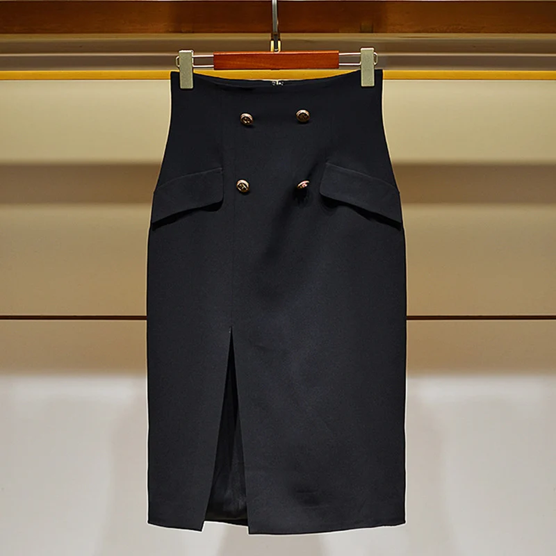 Damen Eleganter Bleistiftrock mit Knopfdetails Drune