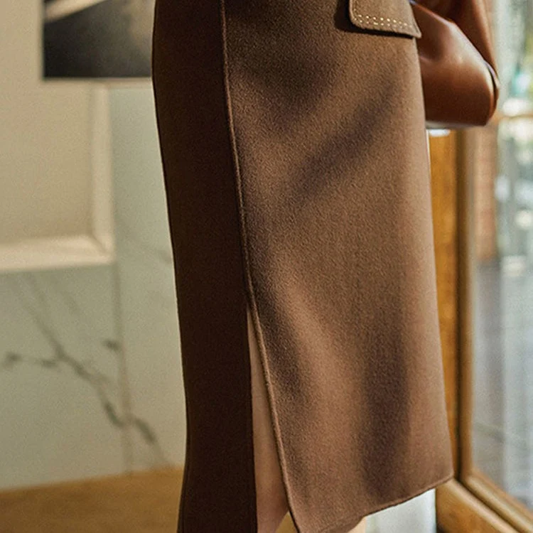 Damen Eleganter Bleistiftrock mit hohem Schlitz und tailliertem Schnitt Drune