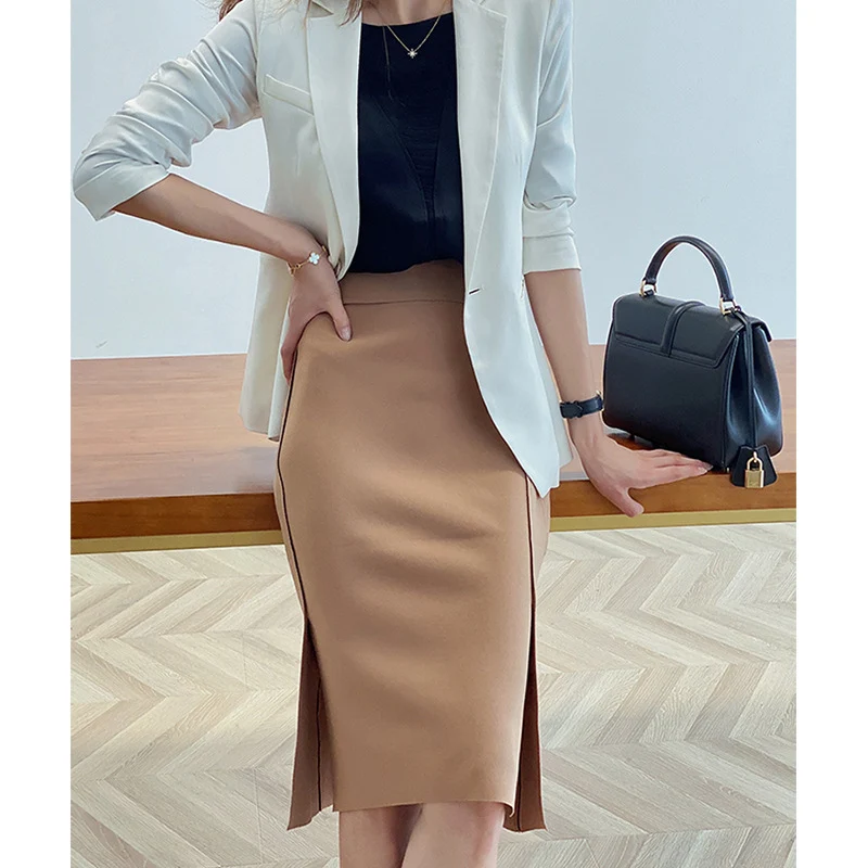 Damen Eleganter Bleistiftrock mit asymmetrischem Saum Drune