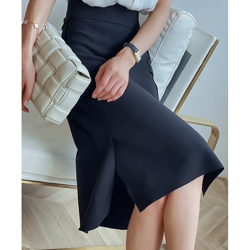 Damen Eleganter Bleistiftrock mit asymmetrischem Saum Drune