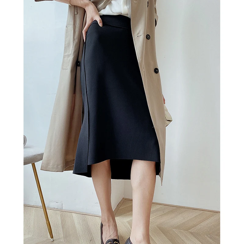 Damen Eleganter Bleistiftrock mit asymmetrischem Saum Drune
