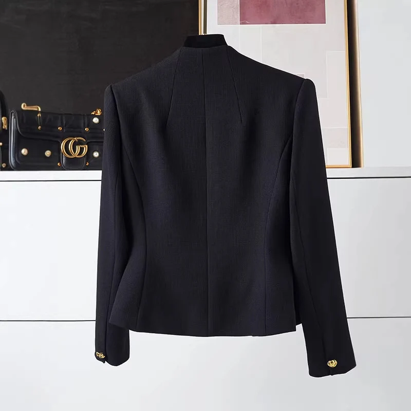 Damen Eleganter Blazer mit goldenem Knopfdetail Drune