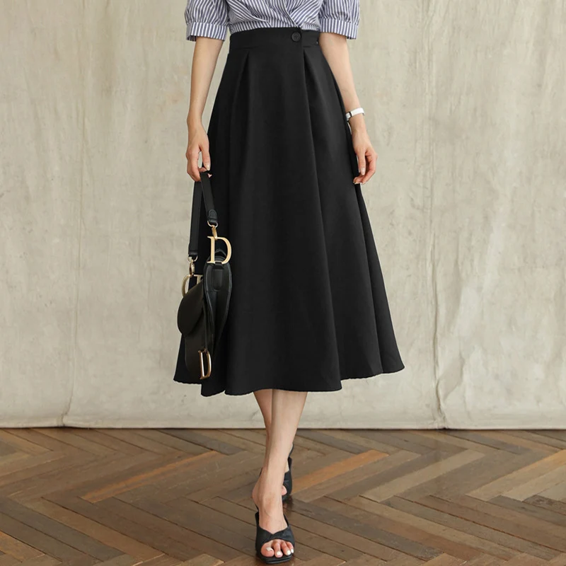 Damen Eleganter A-Linien Midi-Rock Drune