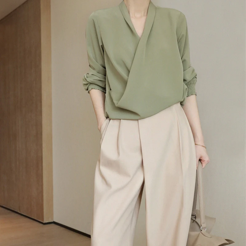 Damen Elegante Wickelbluse Drune